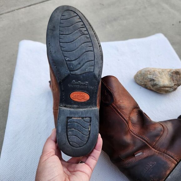 Establo oiled brown leather pull on boots main image 7